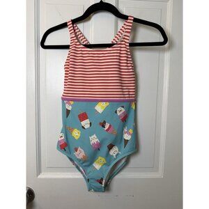 Mini Boden Hotchpotch Girls Swimsuit Stripes Ice Cream Animals Size 11-12Y NWT